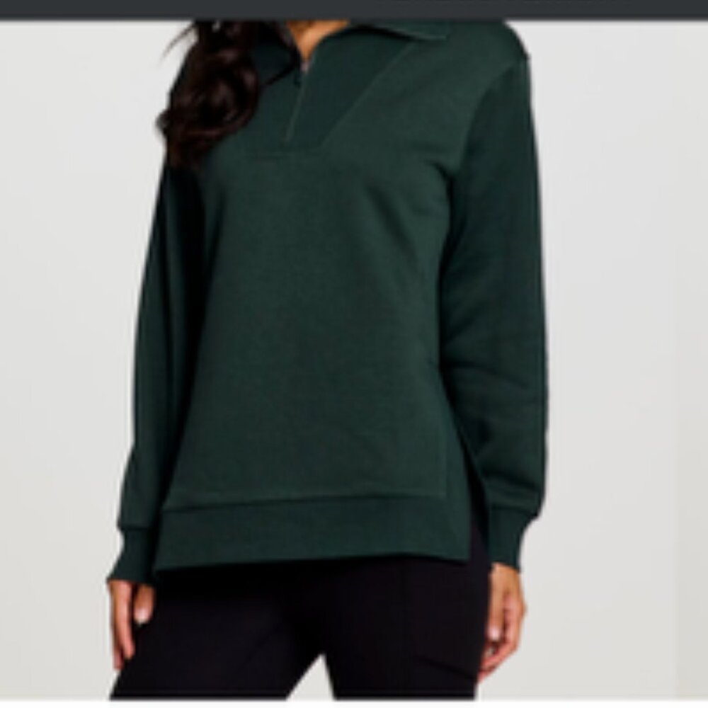 Tunic Sweatshirt Womens 2X Plus Green Fleece Long Sleeve 1/4 Zip Pullover RBX - Picture 6 of 9